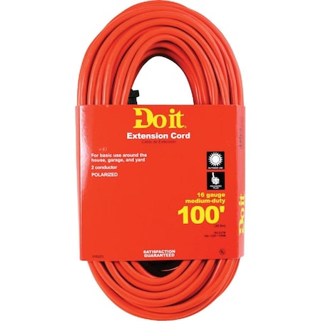 All-Source SJTW Extension Cord, 16 AWG, Outdoor, 16/2, 1 Outlets, Orange, 100 ft OU-JTW162-100-OR
